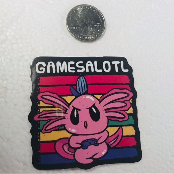 Game Face Axolotl Crazy Trending WaterProof Single Decor Accent Sticker - Picture 2 of 3